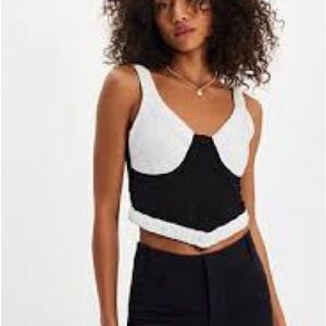 Free People Mandinga Urano Mix Black Top Size Large NWT